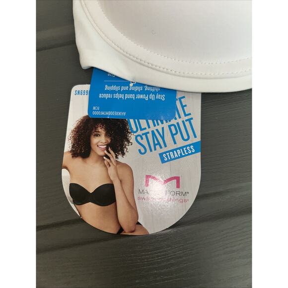 NWT Maidenform Women's White Stay Put Strapless Push Up Underwire Bra - 38D - Picture 2 of 7